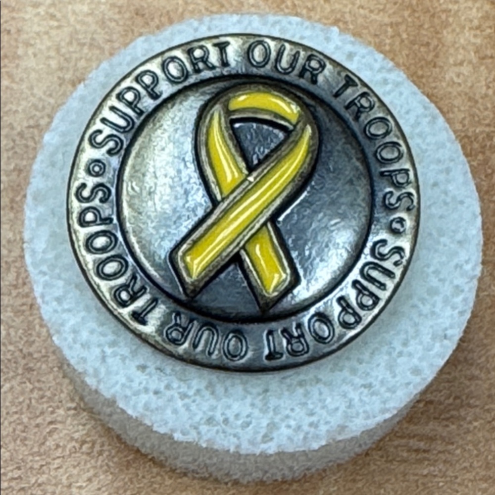 Ginger Snaps 20mm Antique Gold tone Yellow Ribbon Support Our Troops
